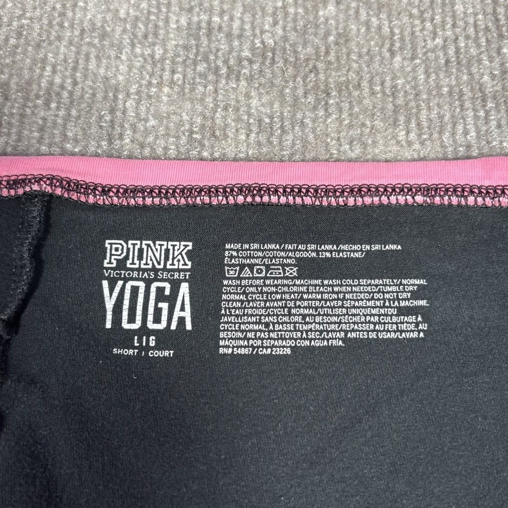 Victoria Secret PINK Yoga Pants Womens L Short Black Pink Foldover Flare Y2K - Picture 4 of 8